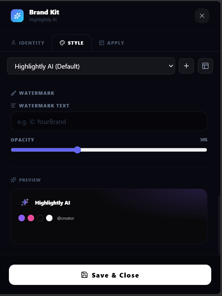 Brand kit setting preview